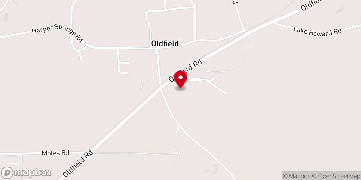 Map showing location of Oldfield Baptist Church