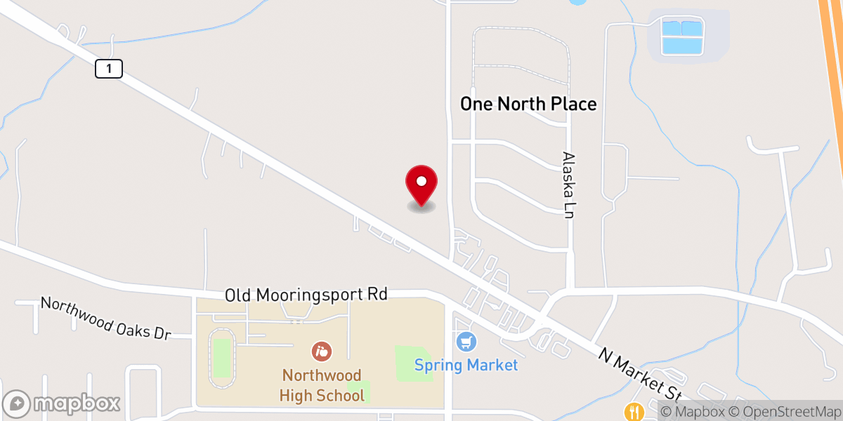 Map showing location of Northwoods Baptist Church