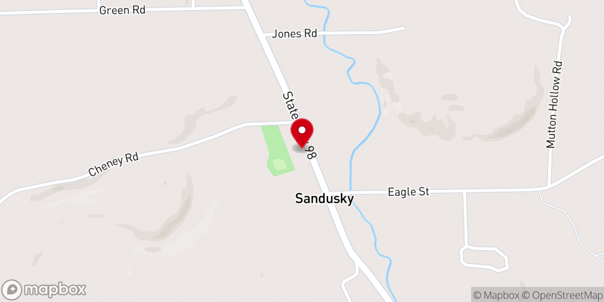 Map showing location of Sandusky Baptist Church Parsonage