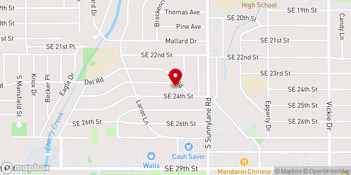 Map showing location of Iglesia Hispana Adventista Midwest City