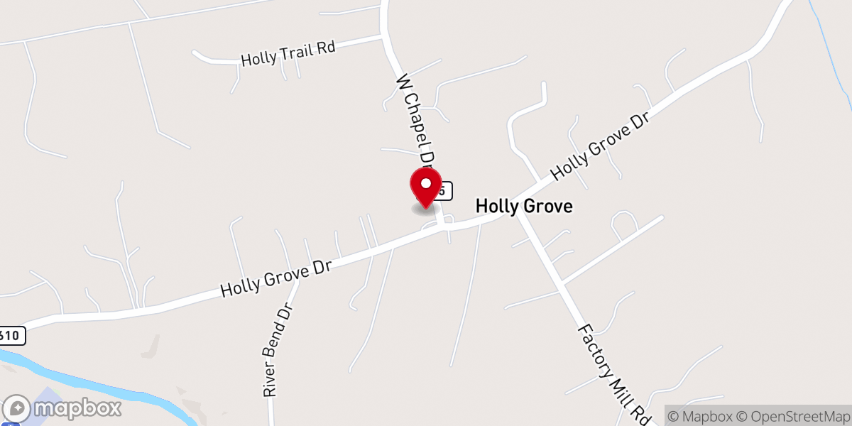 Map showing location of Holly Grove Christian Church