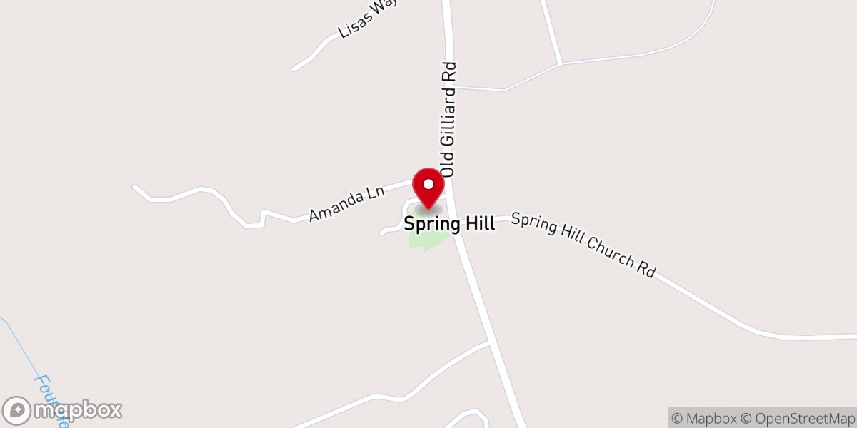 Map showing location of Spring Hill United Methodist Church