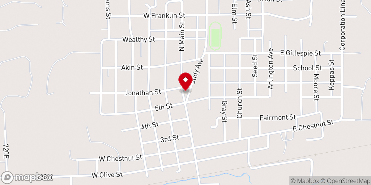 Map showing location of First United Presbyterian Church