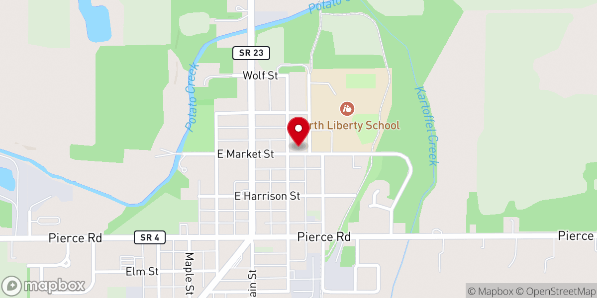 Map showing location of North Liberty Church of the Brethren