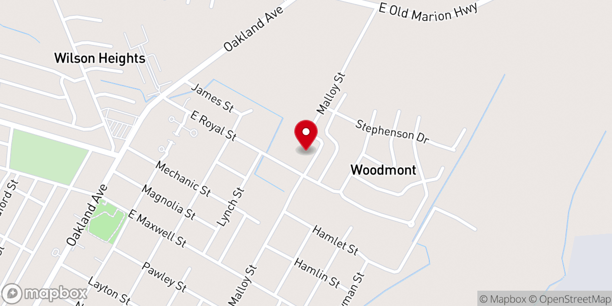Map showing location of Maxwell Baptist Church
