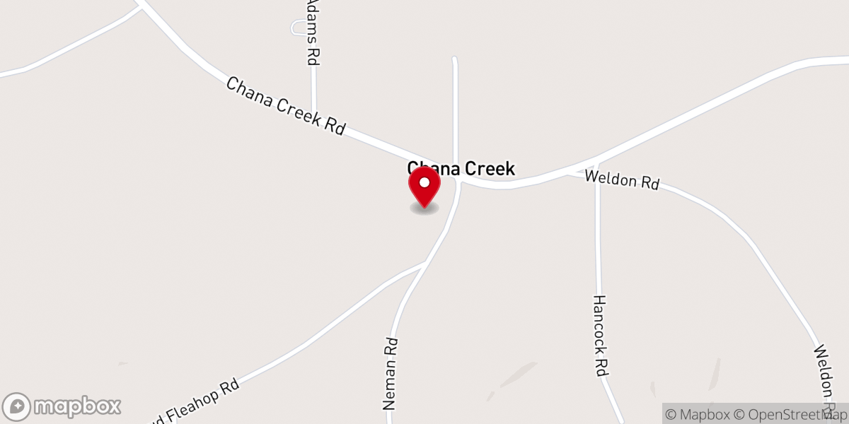 Map showing location of Chana Creek Primitive Baptist Church