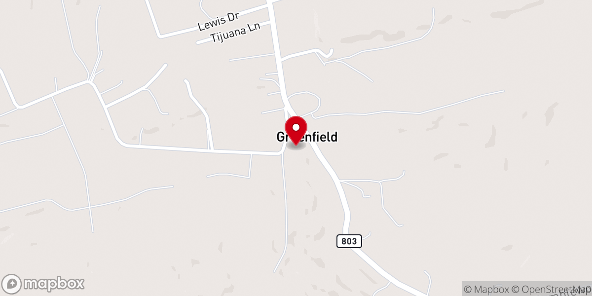 Map showing location of Greenfield Baptist Church