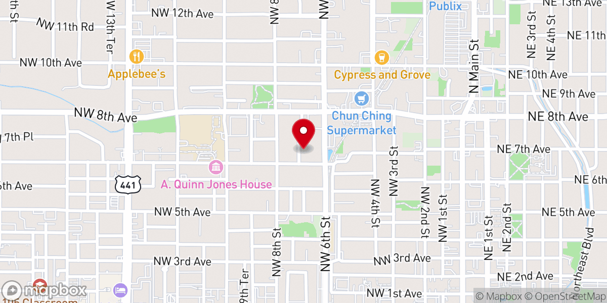 Map showing location of Williams Temple Church of God in Christ Family Ministries