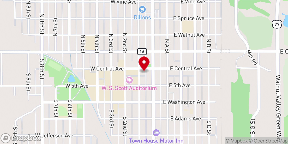 Map showing location of Arkansas City Police Department