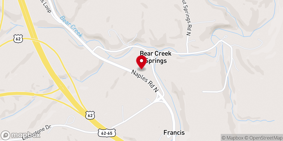 Map showing location of Bear Creek Springs Baptist Church