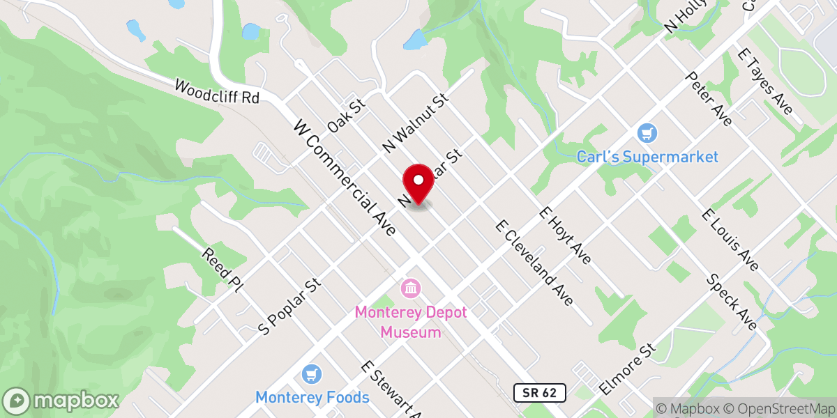 Map showing location of Monterey Church of the Nazarene