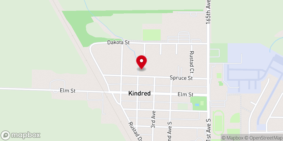 Map showing location of Kindred Lutheran Church