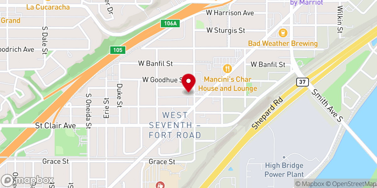 Map showing location of St. Stanislaus Catholic Church