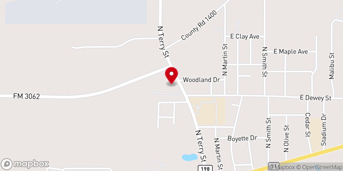 Map showing location of Malakoff Community Center