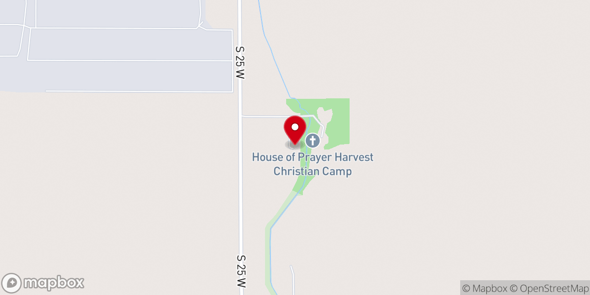 Map showing location of Harvest Christian Camp