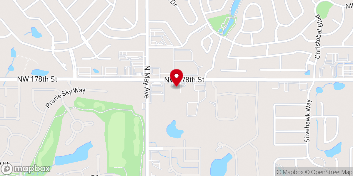 Map showing location of Oak Hills Church