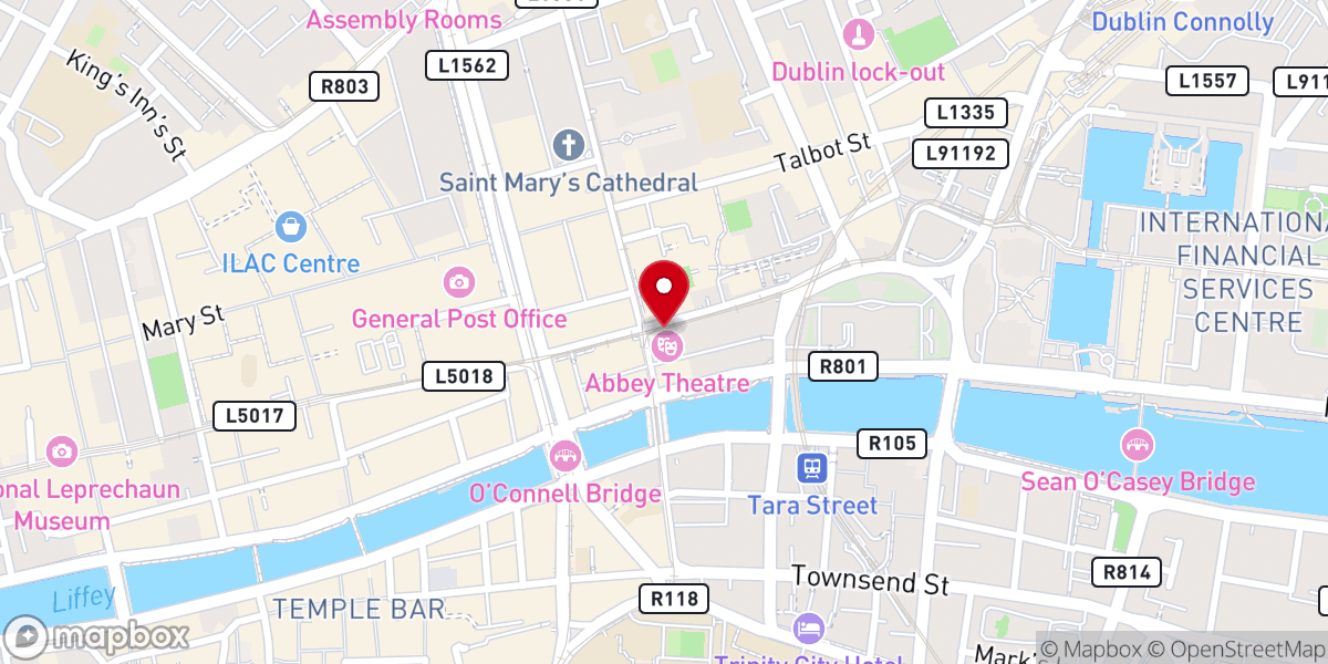 Map showing location of Peacock Stage, Abbey Theatre