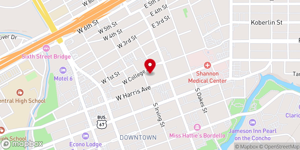 Map showing location of First Presbyterian Church