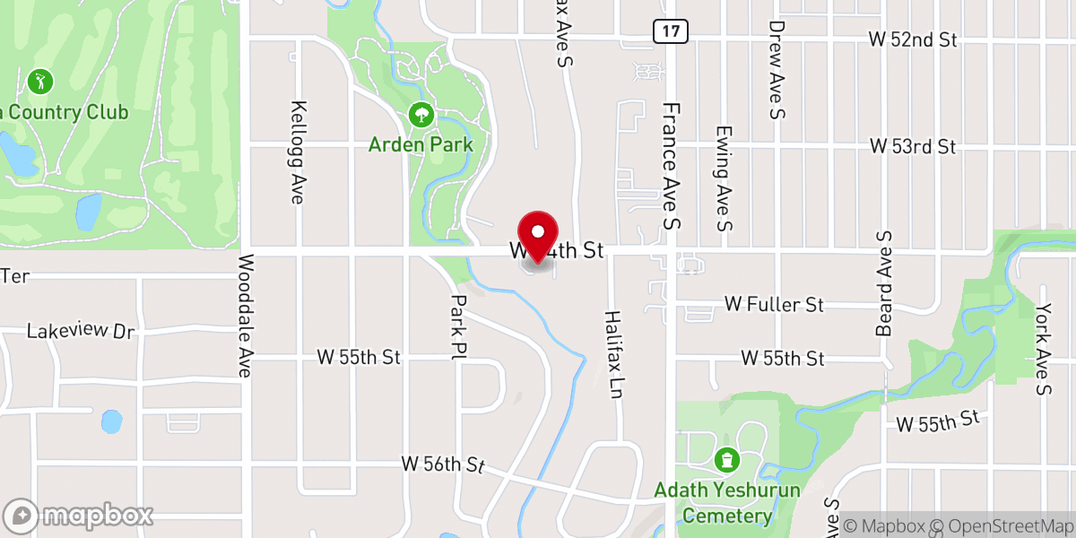 Map showing location of Edina Community Lutheran Church