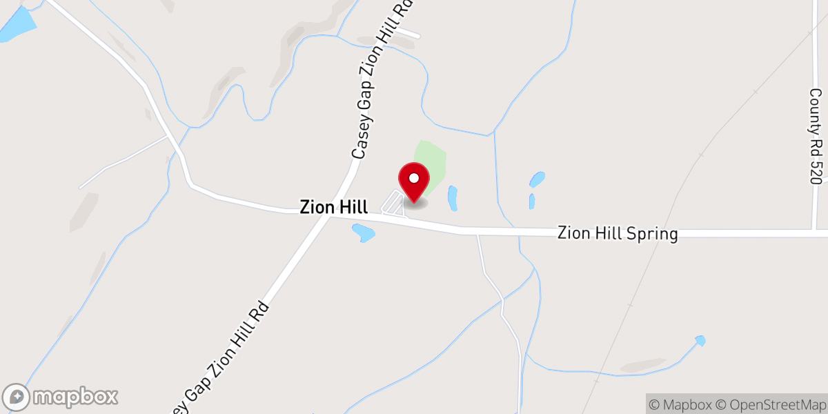 Map showing location of Zion Hill Baptist Church