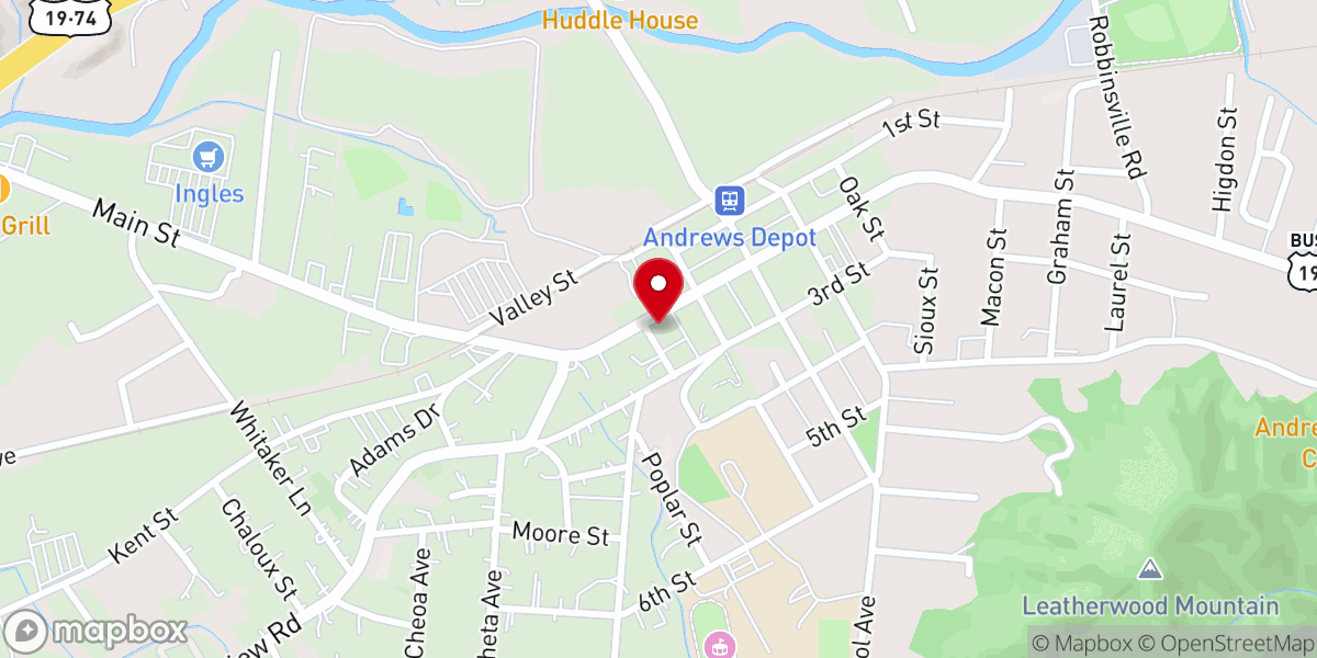 Map showing location of St. Andrew Lutheran Church