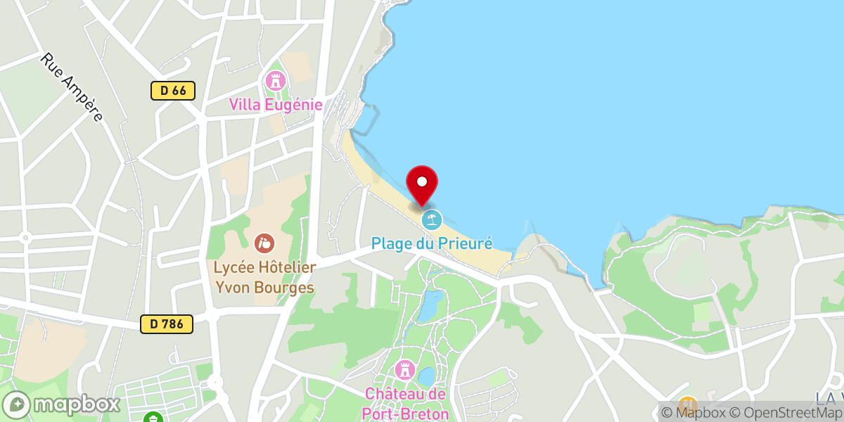 Map showing location of Plage du Prieuré