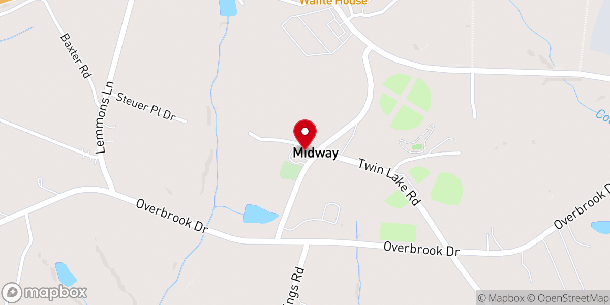 Map showing location of Midway Baptist Church