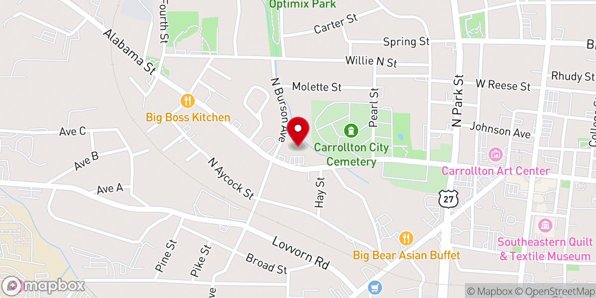 Map showing location of Iglesias de Dios Pentecostal M.I. Carrollton