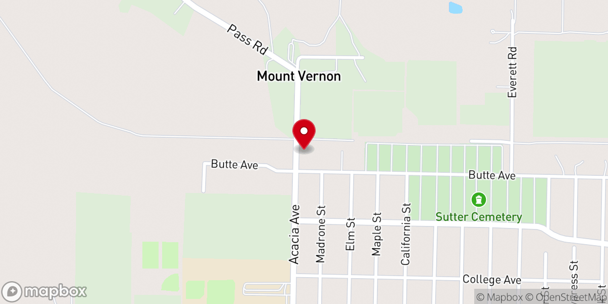 Map showing location of Sutter Assembly of God Church