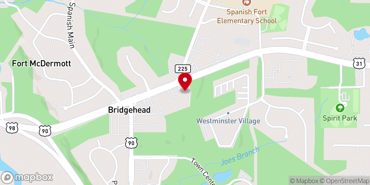 Map showing location of Spanish Fort United Methodist Church