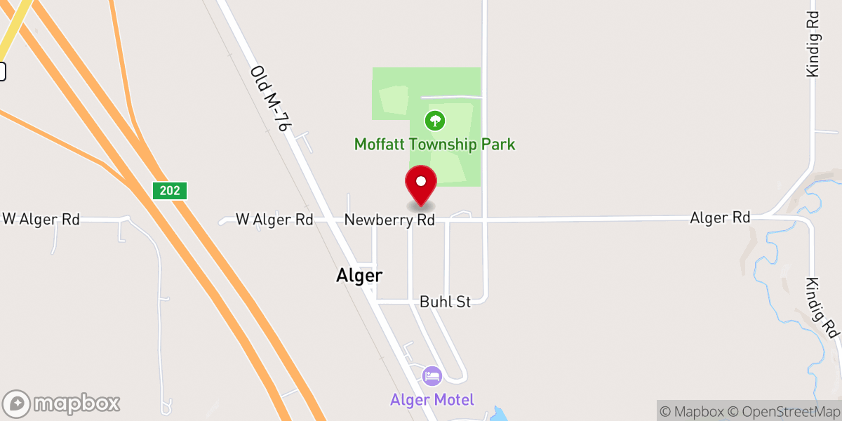 Map showing location of Alger United Methodist Church "The Little Church With A Big Heart "