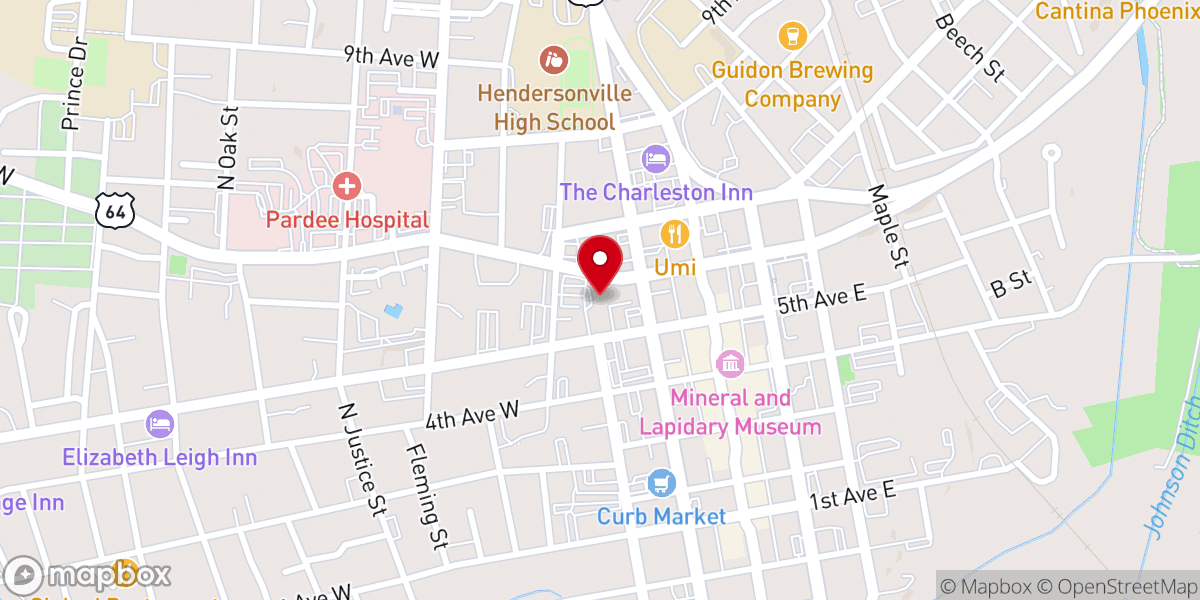 Map showing location of First United Methodist Church of Hendersonville NC