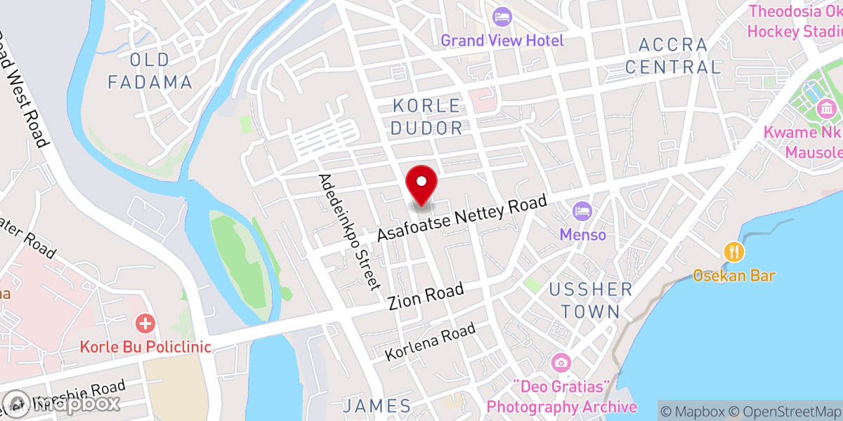 Map showing location of Accra Wesley Methodist Cathedral