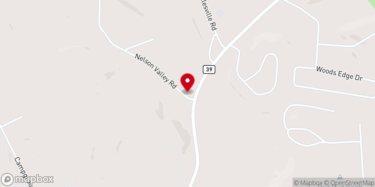 Map showing location of Nelson Valley Baptist Church