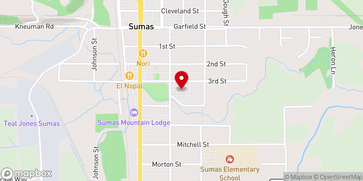 Map showing location of Sumas Christian Reformed Church