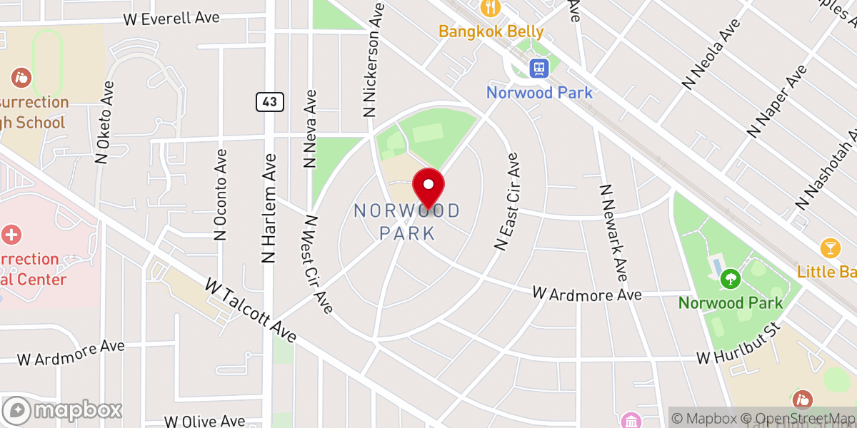 Map showing location of New Life Norwood Park