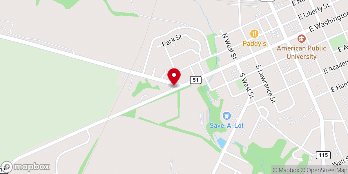 Map showing location of Zion Baptist Church