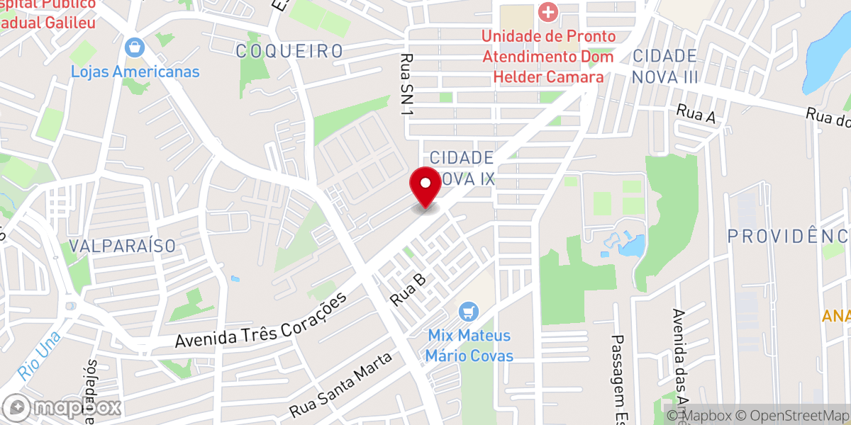 Map showing location of Igreja Ceia 3 Corações