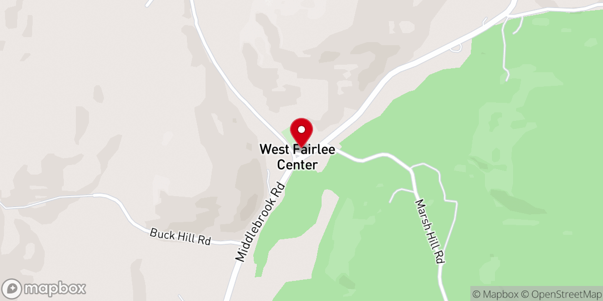 Map showing location of West Fairlee Center Church