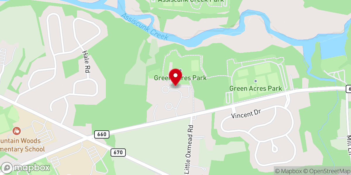 Map showing location of Green Acres Park