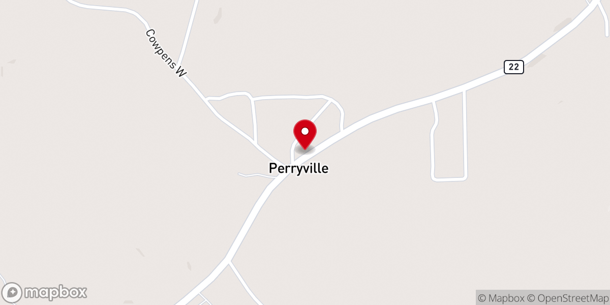 Map showing location of Perryville Baptist Church