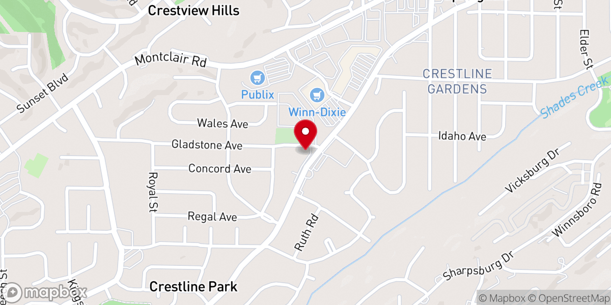 Map showing location of McElwain Baptist Church
