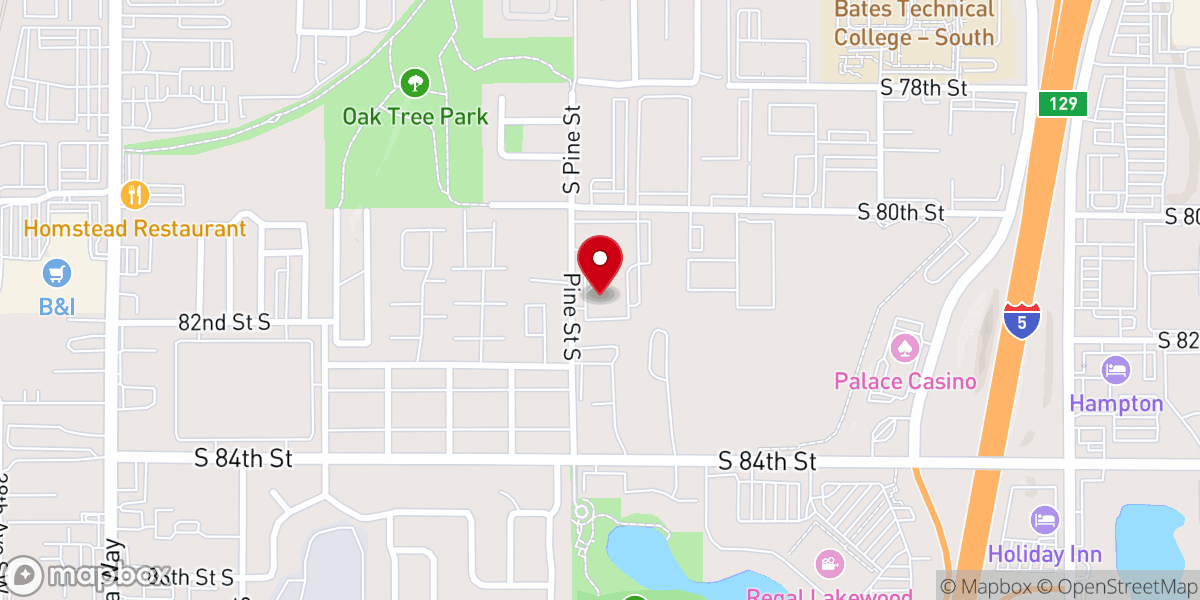 Map showing location of Open Worship - Tacoma Central Presbyterian Church