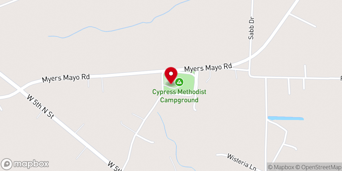 Map showing location of Cypress Methodist Church
