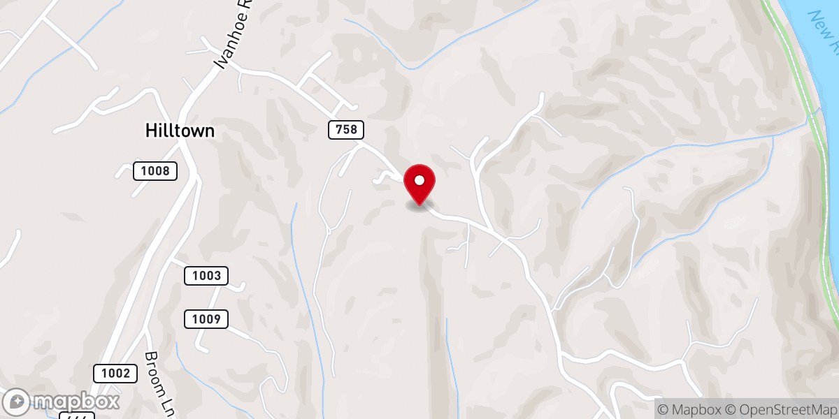 Map showing location of Fries Pentecostal Holiness Church