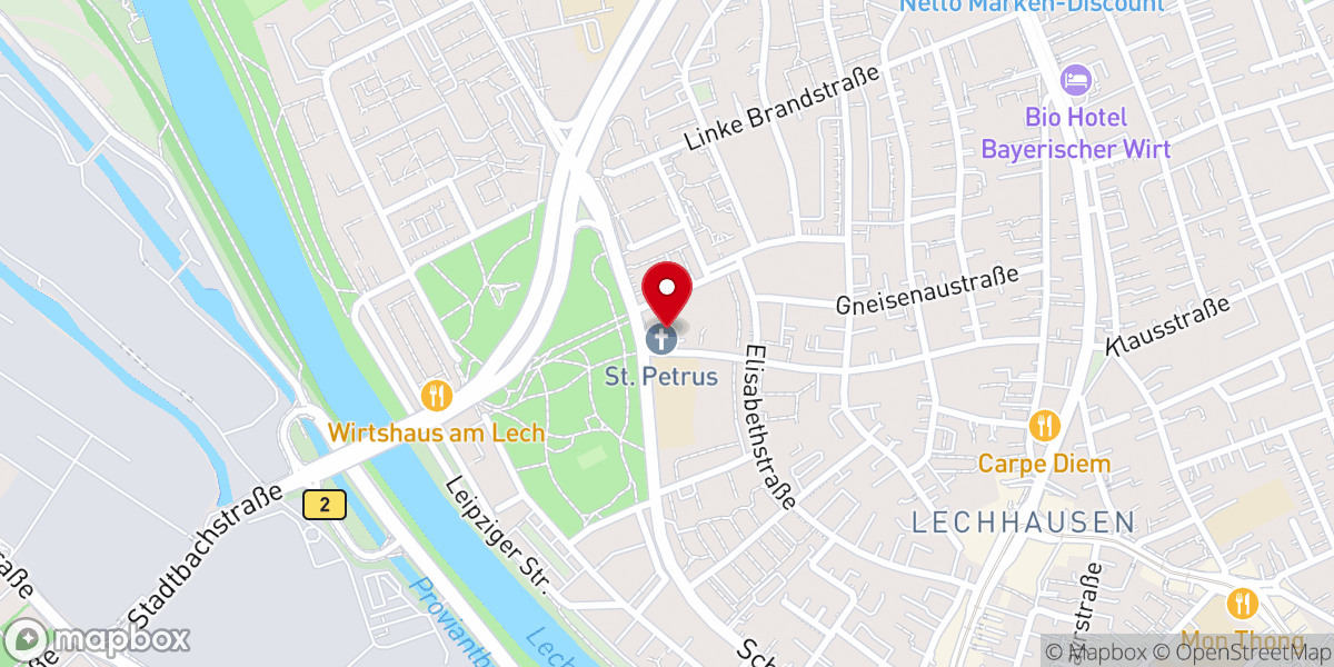 Map showing location of St. Petrus - Evangelisch-Lutherische Kirchengemeinde Augsburg - St. Petrus