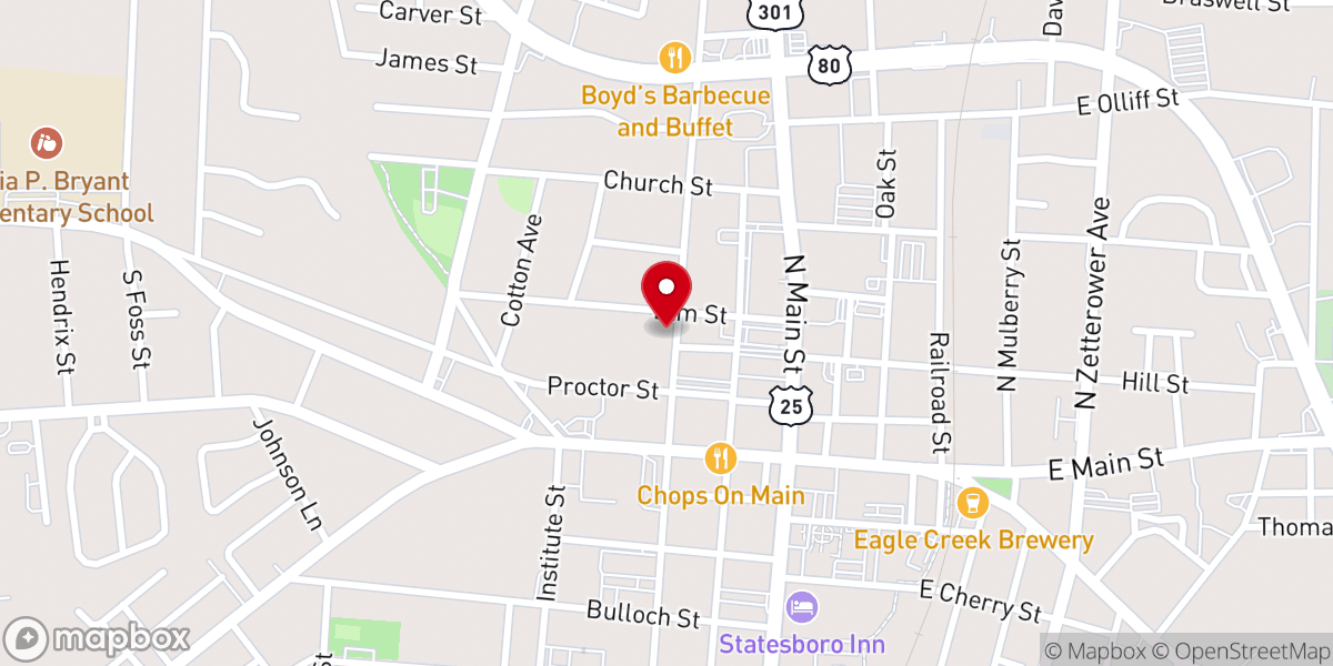 Map showing location of Ogeechee River Baptist Association