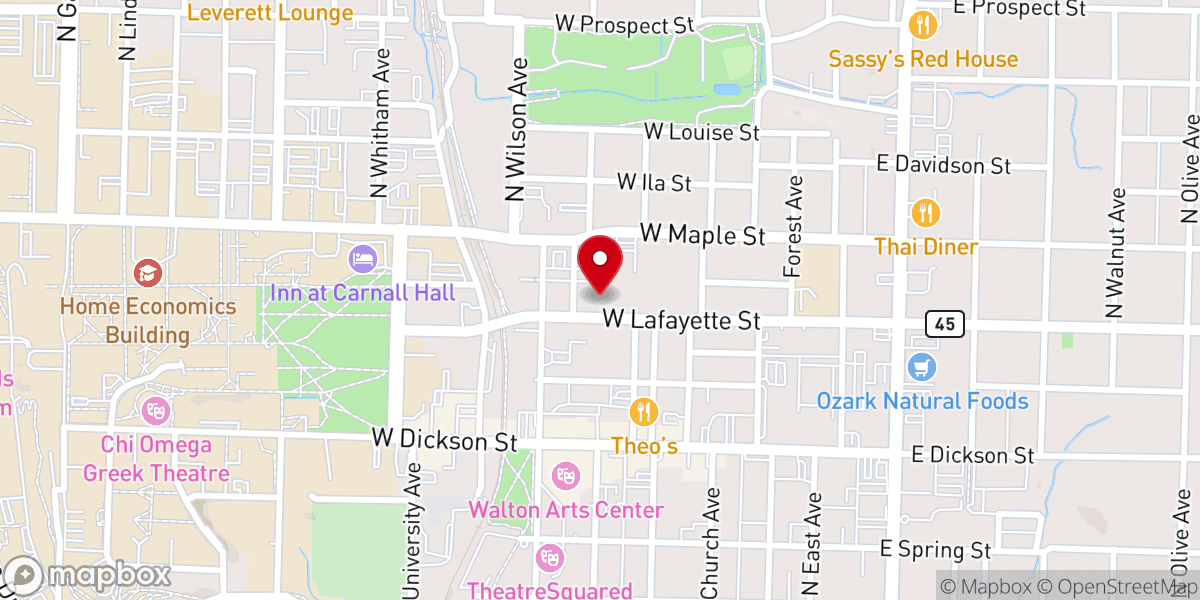 Map showing location of University Baptist Church