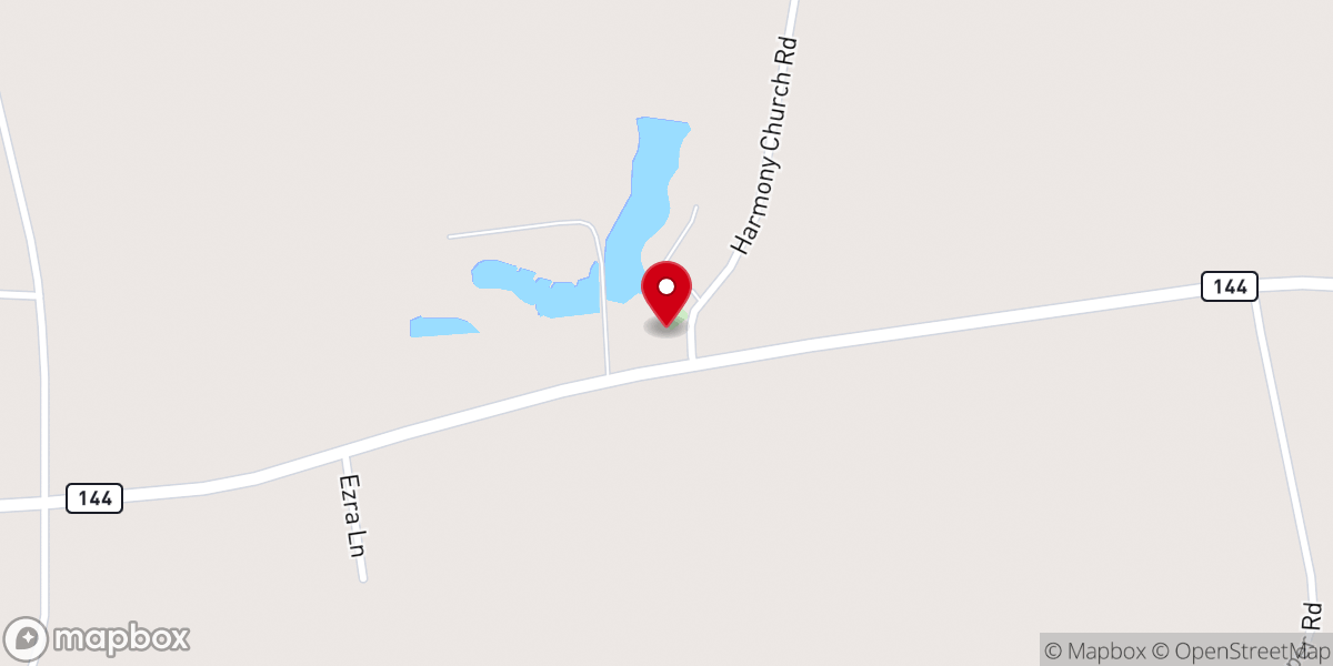 Map showing location of Harmony Church