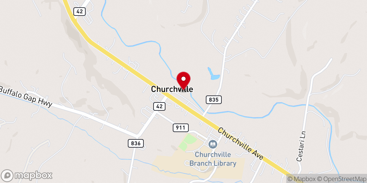 Map showing location of Churchville Community Center